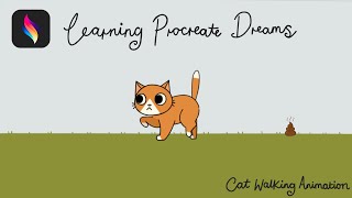 Learning Procreate Dreams  Cat walking Animation [upl. by Einahpit]