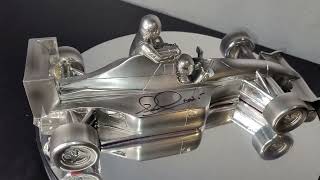 ‘Taxi for Senna’  Nigel Mansell 1991 Williams FW14 Chrome Sculpture Signed by Nigel Mansell 118 [upl. by Kcirdahs]