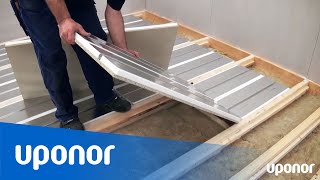 Installation af gulvvarme med Uponors selvbærende gulvvarmekassette med isolering [upl. by Nalani]