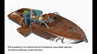 X30 Runabout 95m Hybrid Electric Propulsion convertible topsides Architectureampdesign Andrei Rochian [upl. by Mccahill]