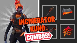 INCINERATOR KUNO COMBOS  FORTNITE SKIN REVIEW [upl. by Aketal94]