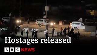 Israeli hostages released by Hamas  BBC News [upl. by Eiram616]