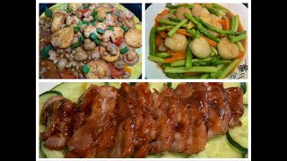 蜜汁叉烧 Honey Roasted Char Siew  铁板豆腐 Hotplate Tofu  带子炒芦笋 Stir Fry Scallops and Asparagus [upl. by Schuler]