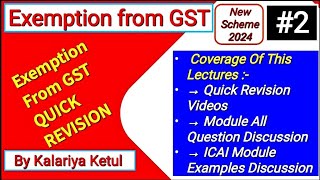 2GST RevisionExemption Of GST Chapter 3GST ICAI Module QuestionCA Inter GST Revision MayNov 24 [upl. by Anotal369]