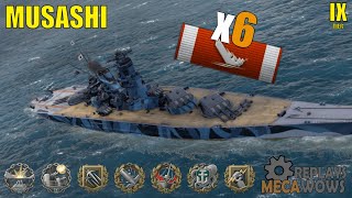 Musashi 6 Kills amp 210k Damage  World of Warships Gameplay [upl. by Haisej]