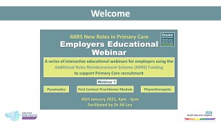 ARRS webinar 1  Physiotherapists Paramedics amp First Contact Practitioners [upl. by Llecram]