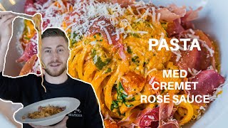 Pasta på 15 min  Spaghetti med cremet rosé sauce parmaskinke og gedeost  Jacob Jørgsholm [upl. by Lunt]