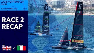 Louis Vuitton Cup Final Race 2 Recap  INEOS Britannia vs Luna Rossa Prada Pirelli [upl. by Yuk]