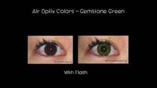 AIR OPTIX COLORS ON DARK EYES ✿ GEMSTONE GREEN [upl. by Etennaej337]