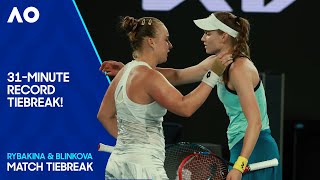 The Longest Singles Tiebreak in Grand Slam History  Rybakina v Blinkova  Australian Open 2024 [upl. by Mcculloch541]