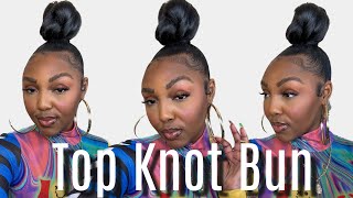 How to Top Knot Bun w Weave Tutorial [upl. by Kcorb559]