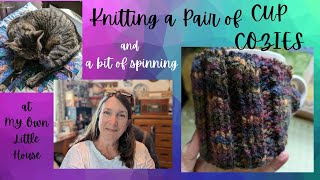 KNITTED CUP COZIES and More Spinning [upl. by Ihc280]