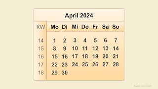 Kalender April 2024 [upl. by Romona479]