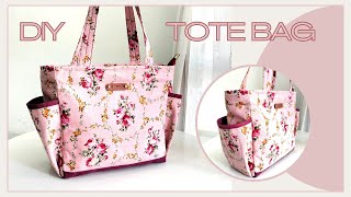 How To Make Tote Bag With Pockets  DIY Tote Bag With Pockets [upl. by Annahs410]