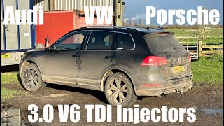 VW Audi Porsche 30 V6 TDI Injector Removal amp Refit  Hissing Poor Fuel Economy Oil Leak Cap Vapour [upl. by Anigal]