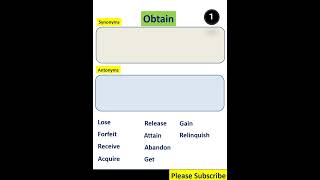 Obtain  Synonyms and Antonyms [upl. by Krystyna2]