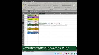 Example of using COUNTIFS formula in Excel to count cells based on criteria using wildcards [upl. by Kneeland]