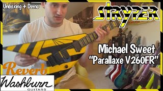 Michael Sweet Stryper Washburn Parallaxe V260FR Electric V  Unboxing amp Demo [upl. by Letnuahc]