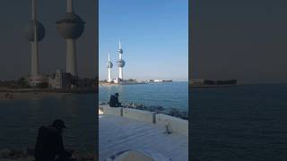 Kuwait beach Kuwait towers vlogshortsvideo [upl. by Eilyab]