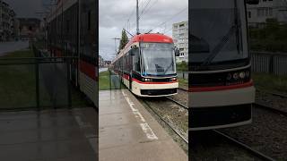 Tramway to Lawendowe Wzgórze line 11 arriving in Klonowa station Gdańsk [upl. by Callista]