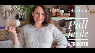 Tricoter un pull facile   le pull Plume  Tutoriel pas à pas [upl. by Ahsiled]