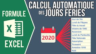 EXCEL  CALCUL AUTOMATIQUE DES JOURS FÉRIÉS EN FONCTION DE LANNÉE SAISIE [upl. by Ennyrb]