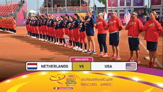 Highlights  Game 19 Netherlands vs USA  2024 WBSC Women’s Softball World Cup  Finals [upl. by Noslrac652]