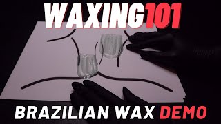 LEARN HOW TO WAX  BRAZILIAN WAX DEMO on paper  PROFESSIONAL WAXING [upl. by Villiers875]