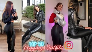 Top 50 Leather Leggings Outfits Of The Year 2023  How To Style Shiny Leggings Fashion  GRWM Blog [upl. by Christis]