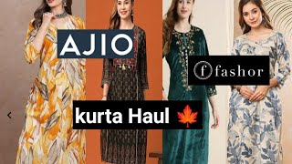 Ajio Kurta Haul 🍁 Velvet Kurta Haul 🍁 Fashor Kurta Haul 💃🏻 Forever Simple [upl. by Welles385]