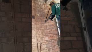 Red brick wall slash grooving process Good tools and machinery can increase work efficiency [upl. by Llennor479]