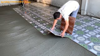 Professional Indoor Large Playground Construction Workers Use Beautifully Patterned Ceramic Tiles [upl. by Alyt]