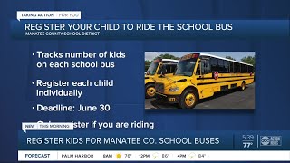 Manatee County Schools asking parents to register children to ride school bus for upcoming year [upl. by Diogenes]