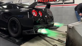 The most aggressive pops amp bangs and flames from a Nissan GTR R35 [upl. by Ardnuaek]