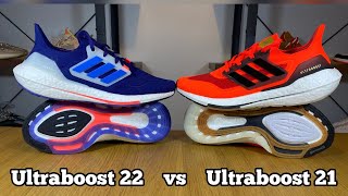 Ultraboost 22 vs Ultraboost 21 Comparison amp On foot [upl. by Vtehsta]