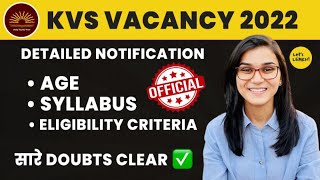 KVS Vacancy 2022  Official Syllabus Age Eligibility Criteria Exam Pattern for KVS PRT TGT PGT [upl. by Yrehcaz]