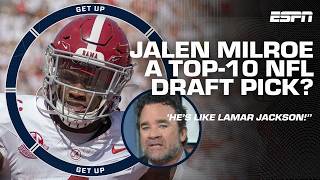 Jalen Milroe is VYING FOR QB1 over Shedeur Sanders in the NFL Draft  Mel Kiper Jr  Get Up [upl. by Nahseez]