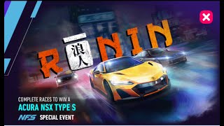 NFS No Limits  NFSNL  Walkthrough Ronin  Acura NSX Type S  500 gold spent  Day 6 Rhino [upl. by Joelle865]