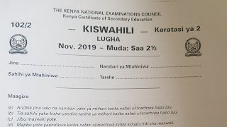 Kcse past papers Kcse Kiswahili 2019 Kiswahili Kcse 2024 prediction [upl. by Maggi]