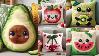 beautiful crochet pillow cover tutorial design cushion Share ideaswool model Fruit [upl. by Krahling134]