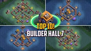 TOP 10 Builder Hall 7 BH7 Base Layout  Copy Link 2024  Clash of Clans [upl. by Gable859]