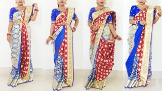 atpoure banarasi saree wearing styles  atpoure saree porar style  bengali bridal saree draping [upl. by Ergener]