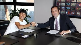 FC Barcelona  Neymar firma como jugador del Barça hasta el 2018 [upl. by Ailehpo921]