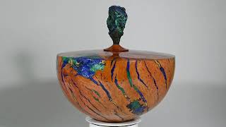 Companionurn of Briar Burl with blue and green minerals and gold and on top AzuriteMalachite [upl. by Dewain917]