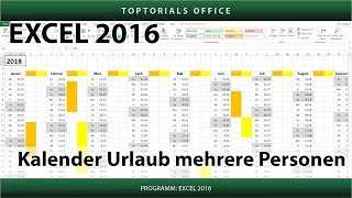 Kalender  Urlaub für mehrere Personen markieren  Download Excel [upl. by Ardnossak443]