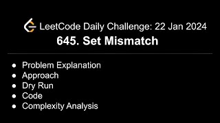 Daily LeetCode Challenge 645 Set Mismatch  C  Explained amp Solved  shwetabhagat8920 [upl. by Bartholemy]