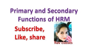 Primary and secondary functions of HRM in Hindi and English  Mcom MBA [upl. by Alyakim]