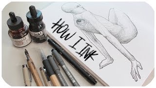 Inking Tutorial  How I drew my 2017 Inktobers [upl. by Rind249]