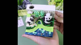 3D Notepad Panda Memo Pad With 2025 Calendar Paper Notes Artistic Notepad Christmas Birthday Gift [upl. by Daloris524]