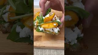 Arugula Feta and Peach toast recipe dinnerideas [upl. by Beattie934]